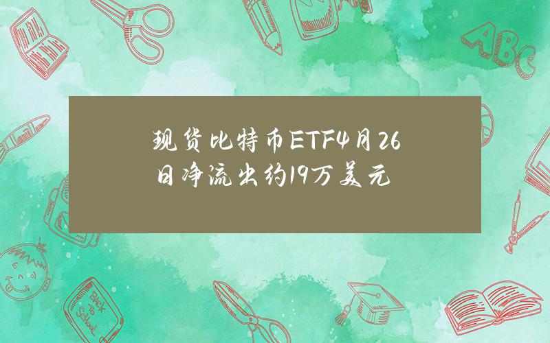 现货比特币ETF4月26日净流出约1.9万美元