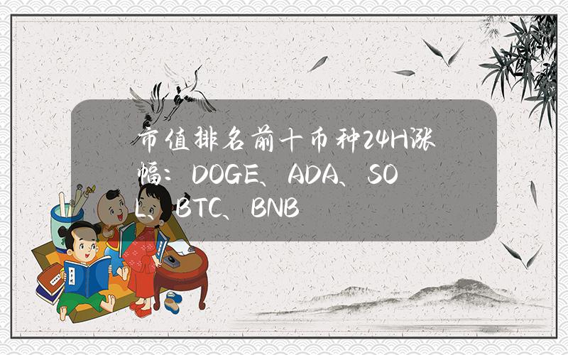 市值排名前十币种24H涨幅：DOGE、ADA、SOL、BTC、BNB