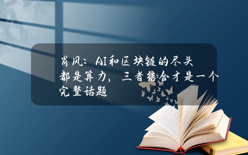 肖风：AI和区块链的尽头都是算力，三者结合才是一个完整话题