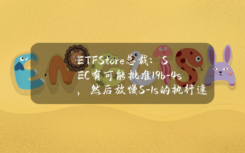 ETFStore总裁：SEC有可能批准19b-4s，然后放慢S-1s的执行速度